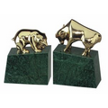 Green Marble Bookends ( Wall Street, Bull & Bear )